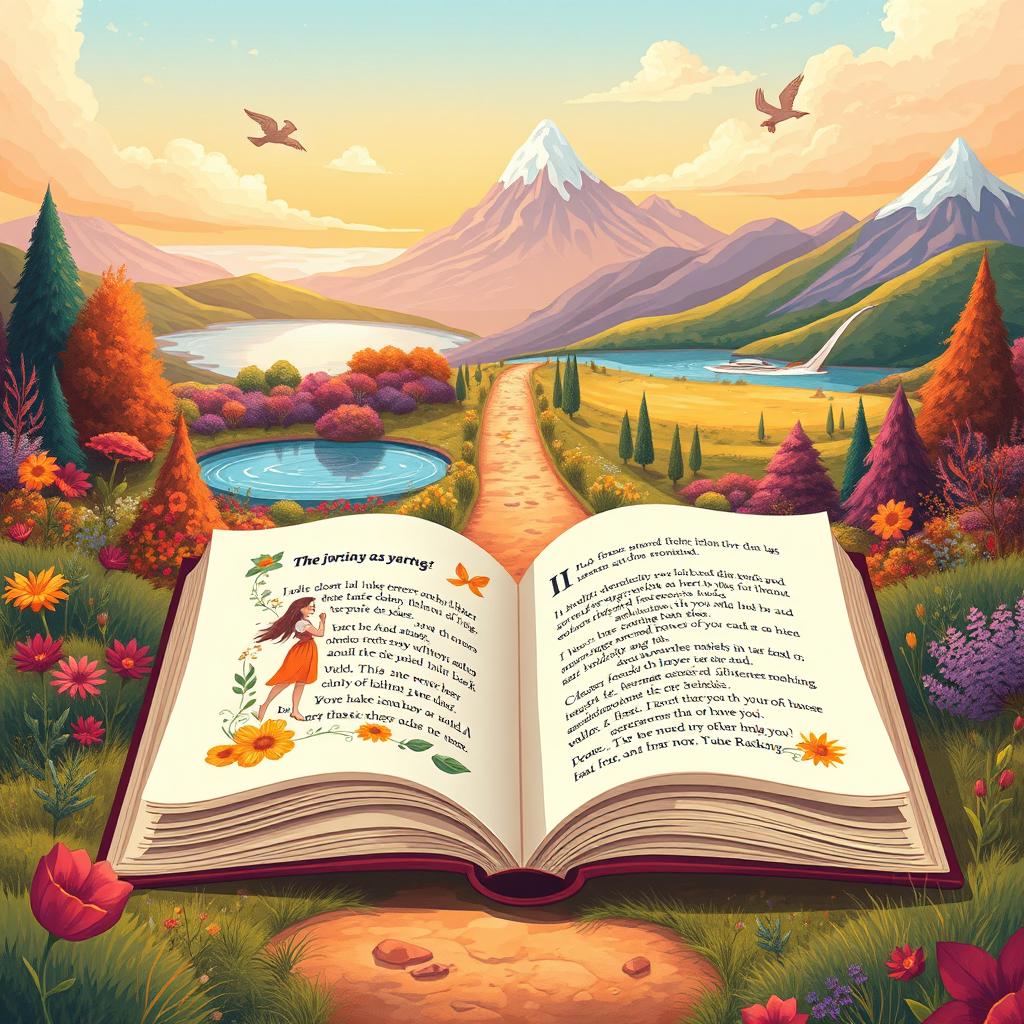 An illustrated scene depicting the journey of writing a book about life lessons focused on authenticity, sensitivity, and growth at the age of 30