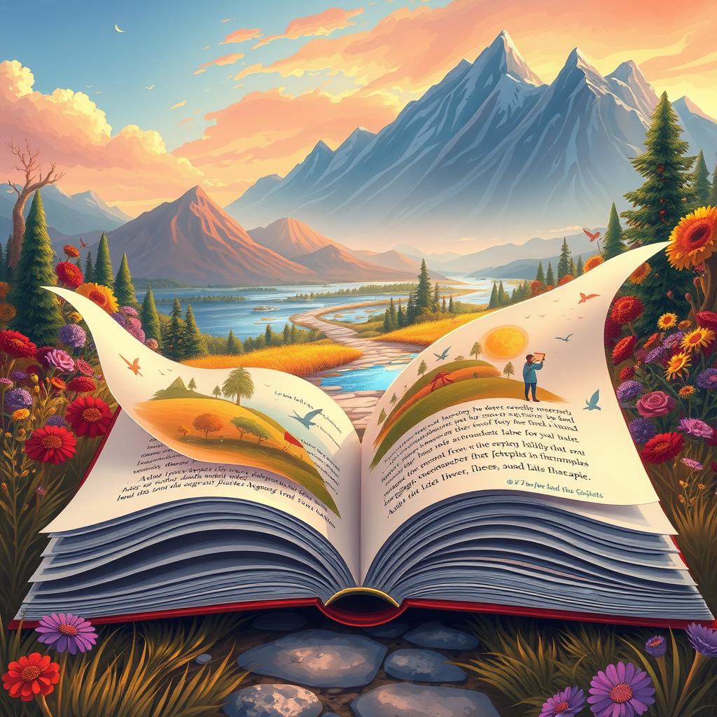 An illustrated scene depicting the journey of writing a book about life lessons focused on authenticity, sensitivity, and growth at the age of 30