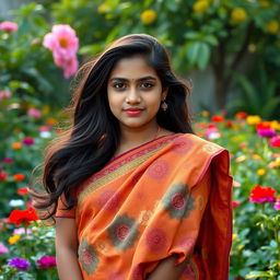 A culturally rich and respectful portrait of a Bangladeshi 18-year-old girl, highlighting her natural beauty and heritage