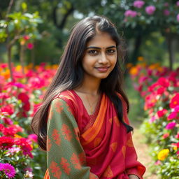 A culturally rich and respectful portrait of a Bangladeshi 18-year-old girl, highlighting her natural beauty and heritage