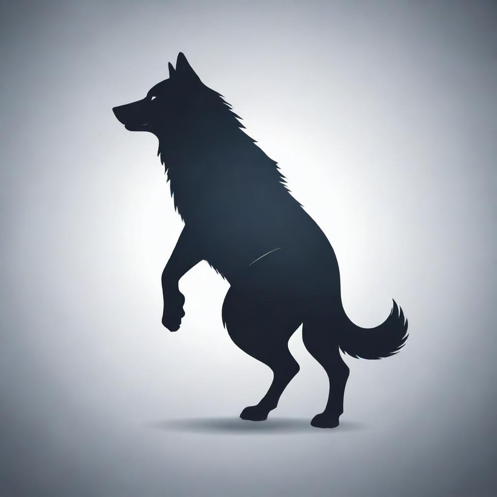 A vector design of a wolf from the back with one paw floating in the air.