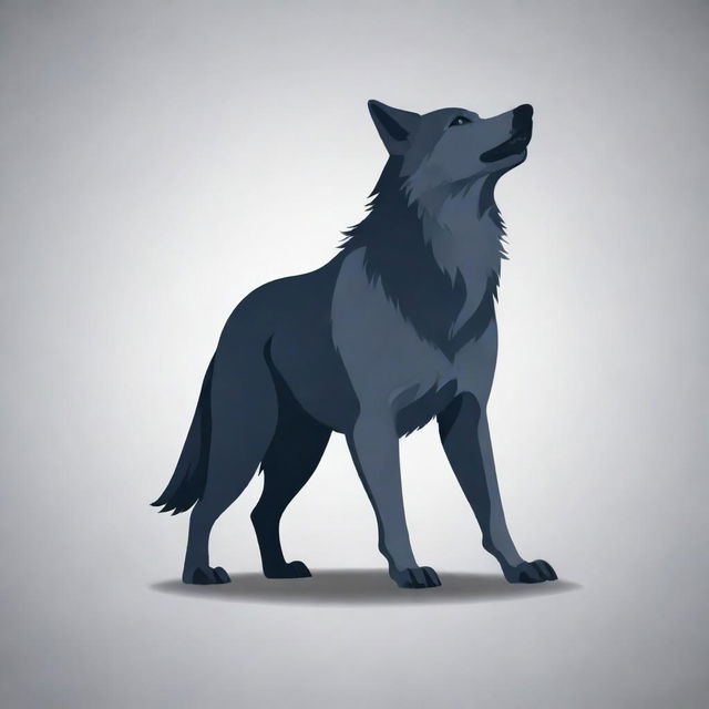 A vector design of a wolf from the back with one paw floating in the air.