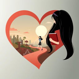 A contemporary and stylized depiction of a heart-shaped path symbolizing 30 years of life experiences, highlighting the journey of learning and growth through hard times and good times