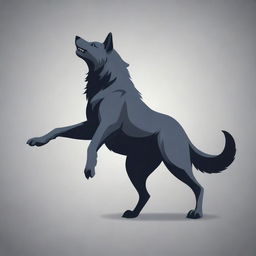 A vector design of a wolf from the back with one paw floating in the air.