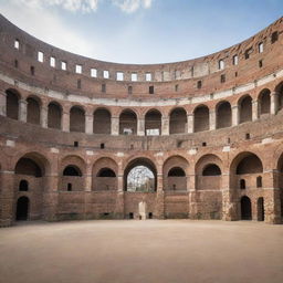 An iconic high school with majestic architecture, its grandeur amplified by a large Colosseum-style arena at its core.