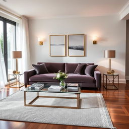 A beautifully renovated contemporary living room, showcasing modern furniture and decor