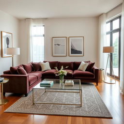 A beautifully renovated contemporary living room, showcasing modern furniture and decor