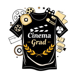 A T-shirt design celebrating a film studies course completion