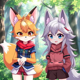 Two captivating anime furry girls, each with unique and intricate animal features