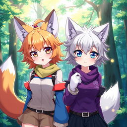 Two captivating anime furry girls, each with unique and intricate animal features