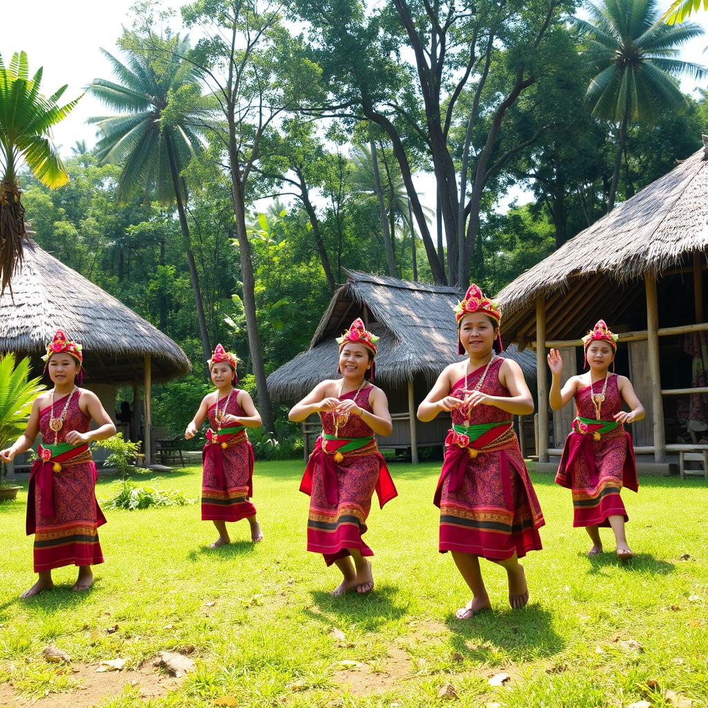 A traditional scene depicting the Pakpak people, an ethnic group from northern Sumatra, Indonesia