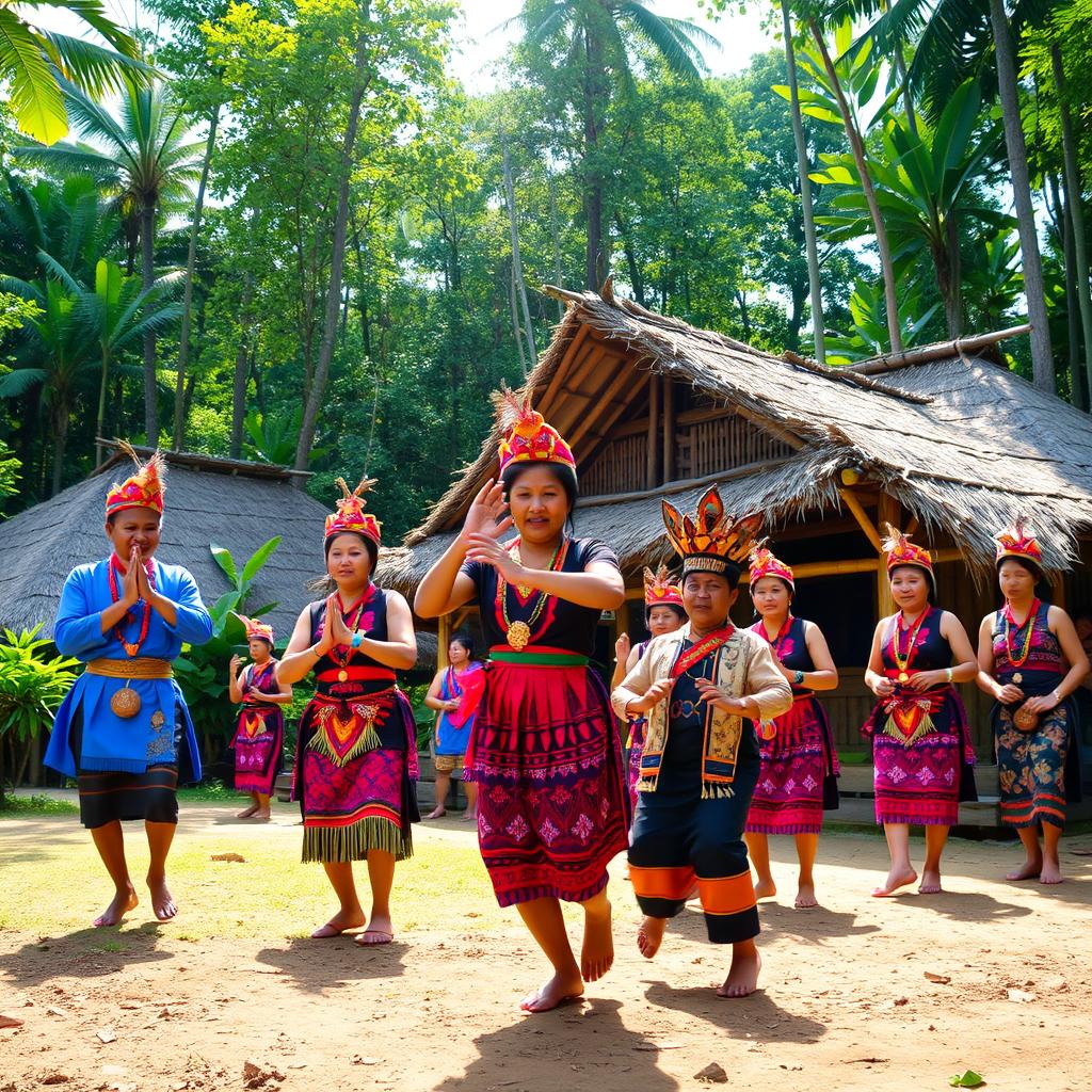 A traditional scene depicting the Pakpak people, an ethnic group from northern Sumatra, Indonesia