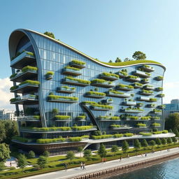 A bionic and futuristic building with a strong emphasis on glazing, featuring a design where the overall silhouette perfectly mirrors the map of Ukraine