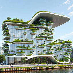 A bionic and futuristic building with a design intricately reflecting the map of Ukraine