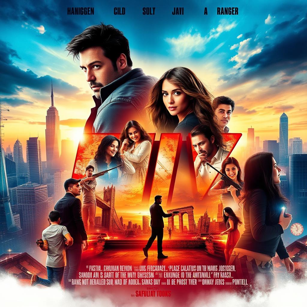 An engaging and diverse movie poster depicting a mix of genres