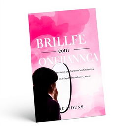 An emotionally resonant ebook cover titled "Brilhe com Confiança: Estratégias para Transformar Sua Autoestima," featuring the colors hot pink (#ff4eb3), light pink (#fafef), and white (#fffff)