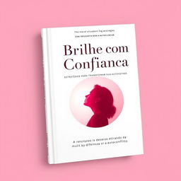 Uma capa de ebook emocionalmente ressonante com o título "Brilhe com Confiança: Estratégias para Transformar Sua Autoestima", apresentando as cores rosa quente (#ff4eb3), rosa claro (#fafef) e branco (#fffff)