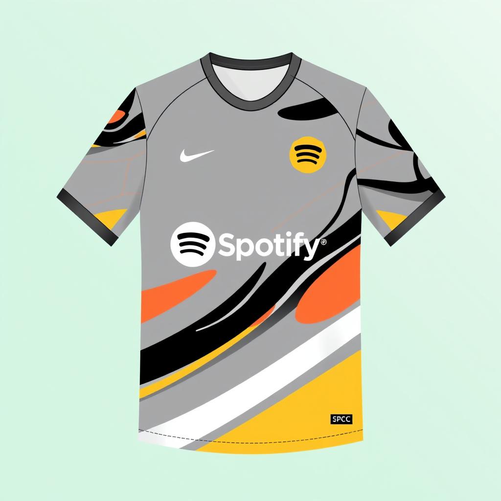 A trendy volleyball jersey featuring a grey color scheme with abstract patterns