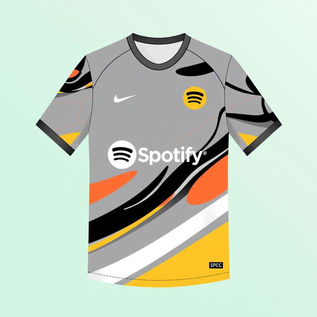 A trendy volleyball jersey featuring a grey color scheme with abstract patterns