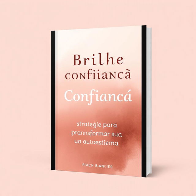 An ebook cover with the title "Brilhe com Confiança: Estratégias para Transformar Sua Autoestima," in themes of pink and beige, featuring an abstract, melancholic image