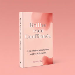 An ebook cover with the title "Brilhe com Confiança: Estratégias para Transformar Sua Autoestima," in themes of pink and beige, featuring an abstract, melancholic image