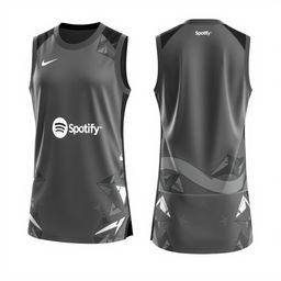 A modern volleyball jersey designed in a sleek grey color with artistic patterns