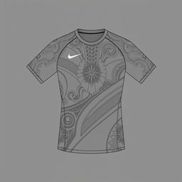 A stylish volleyball jersey in a sophisticated grey hue featuring intricate patterns