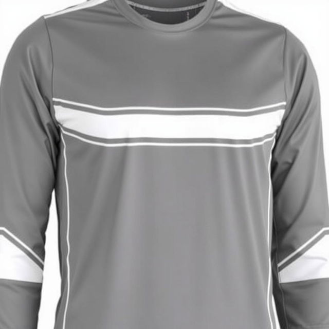 A sophisticated volleyball jersey in a sleek grey color, adorned with elegant white stripes