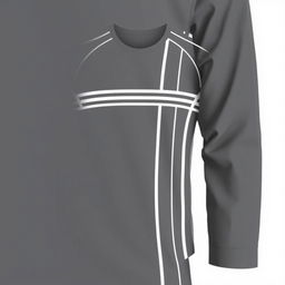 A sophisticated volleyball jersey in a sleek grey color, adorned with elegant white stripes