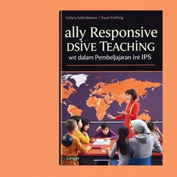 A captivating book cover featuring the title 'Culturally Responsive Teaching & Teaching at the Right Level dalam Pembelajaran IPS' in a bold and elegant font