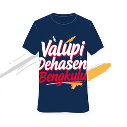 A creative and unique t-shirt design featuring the text 'Valupi Dehasen Bengkulu' prominently displayed on the front