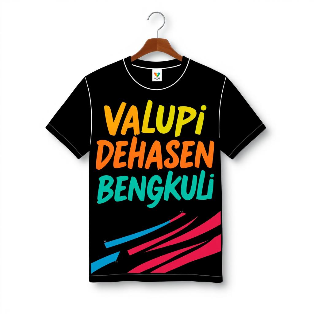 A creative and unique t-shirt design featuring the text 'Valupi Dehasen Bengkulu' prominently displayed on the front