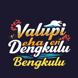 A creative t-shirt design featuring the text "Valupi Dehasen Bengkulu" prominently displayed in a stylish and eye-catching font