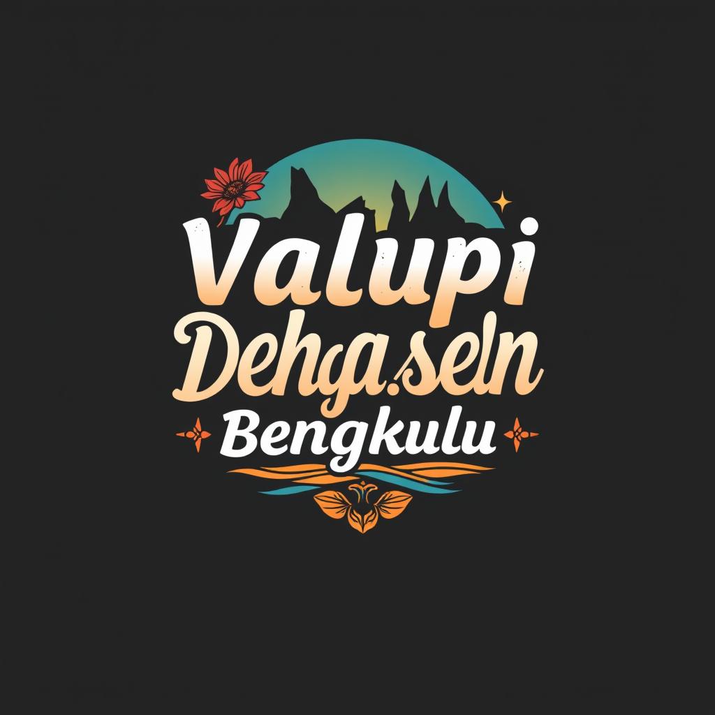 A creative t-shirt design featuring the text "Valupi Dehasen Bengkulu" prominently displayed in a stylish and eye-catching font