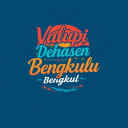 A creative t-shirt design featuring the text "Valupi Dehasen Bengkulu" prominently displayed in a stylish and eye-catching font