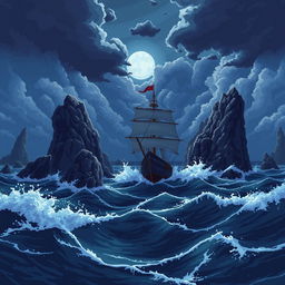 A dynamic seascape depicting a stormy ocean setting