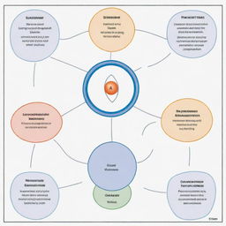 Concept map depicting the relationship between atom components and related terms: Atom Ions, s.p.d.f, valence shell, protons, valence electrons, Element, shell or energy levels, electron configuration, orbital or subshell, neutrons, electrons, and nucleus