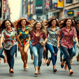 A dynamic scene showcasing multiple women moving gracefully