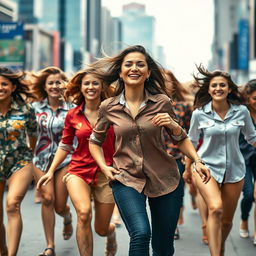 A dynamic scene showcasing multiple women moving gracefully