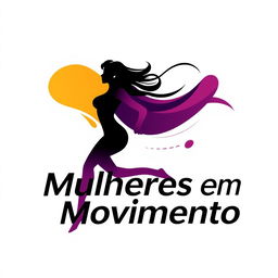 A vector-style logo featuring the phrase "Mulheres em Movimento