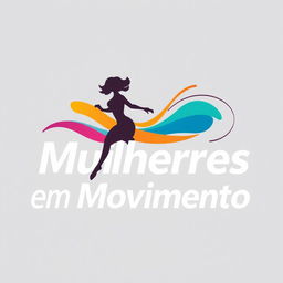 A vector-style logo featuring the phrase "Mulheres em Movimento