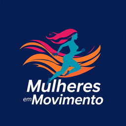 A vector-style logo featuring the phrase "Mulheres em Movimento