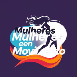 A vector-style logo featuring the phrase "Mulheres em Movimento