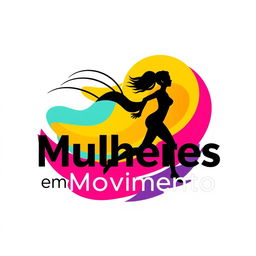 A vector-style logo featuring the phrase "Mulheres em Movimento