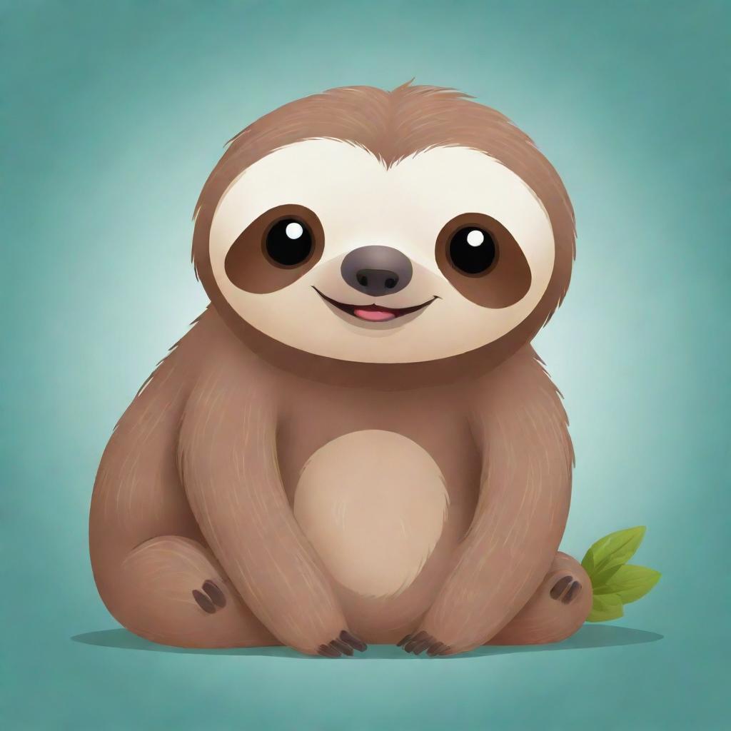 A cartoon representation of a quirky and cute sloth