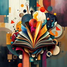 A surreal and abstract book cover design featuring a mix of vibrant and muted colors blending seamlessly