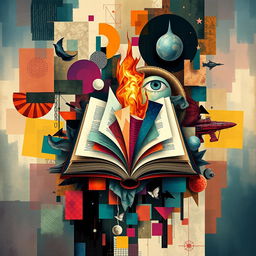 A surreal and abstract book cover design featuring a mix of vibrant and muted colors blending seamlessly