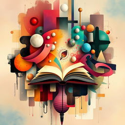 A surreal and abstract book cover design featuring a mix of vibrant and muted colors blending seamlessly