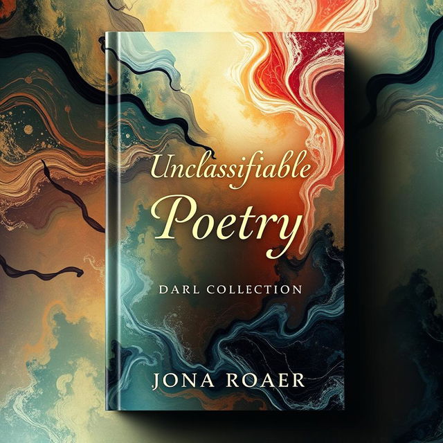 A book cover for an unclassifiable poetry collection, featuring an abstract design with swirling colors and ethereal patterns