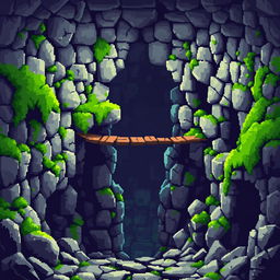 A dungeon scene captured in pixel art, showcasing an environment filled with large, distinct pixels to create a retro, nostalgic texture